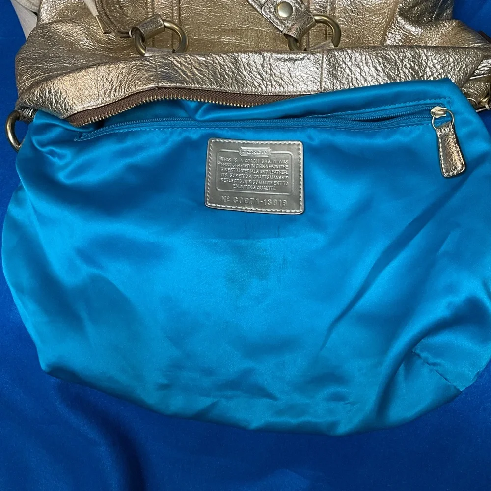 Coach Poppy Metallic Gold Leather Jazzy Satchel Bag 2009. COA included